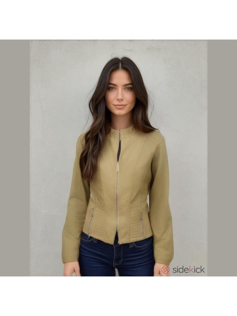 Ness Women’s Tan Faux Leather Moto Jacket – Size Small